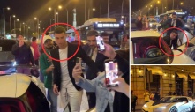 Ex-Man United Cristiano Ronaldo mobbed by fans as he drives his mega-rare £8.8million Bugatti Centodieci through Madrid