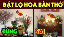 Lọ hoa trên ban thờ nên đặt bên trái hay bên phải mới đúng phong thủy: Đơn giản nhưng rất nhiều nhà làm sai