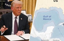 Ông Trump ký tuyên bố ngày 9-2 là 'ngày vịnh Mỹ' khi đang bay qua vịnh Mexico