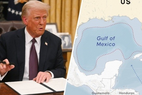 Ông Trump ký tuyên bố ngày 9-2 là 'ngày vịnh Mỹ' khi đang bay qua vịnh Mexico